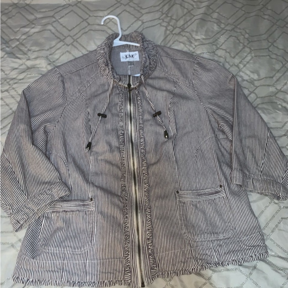 Live a Little Striped Utility Jacket in Black and White